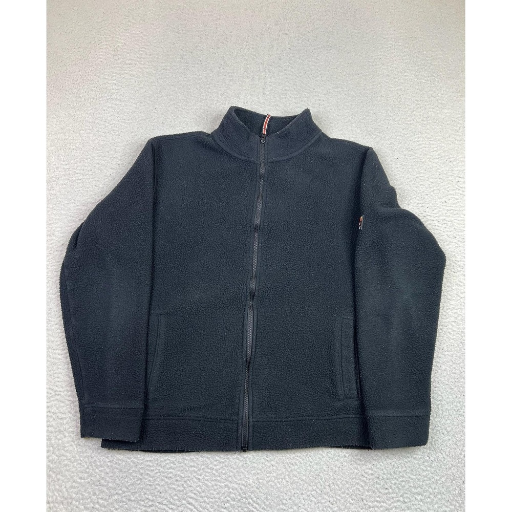 Orvis Fleece Jacket Mens Small Black Full Zip Classic Collection Outdoor Logo